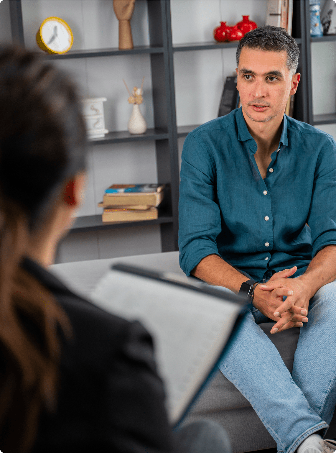 Man in therapy session with therapist