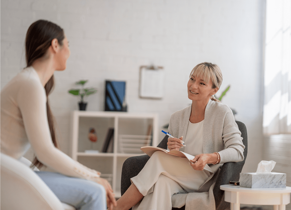 Counseling session with two women