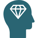 Mind gem icon in silhouette