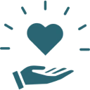 Hand holding a heart symbol